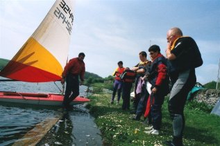 Members listening to a talk on single-handed sailing